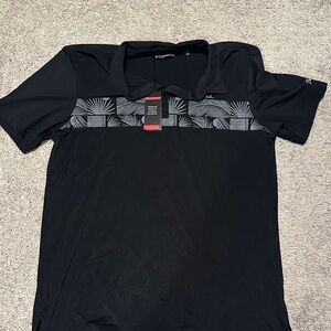 Travis Mathew Black Polo with Palm Pattern